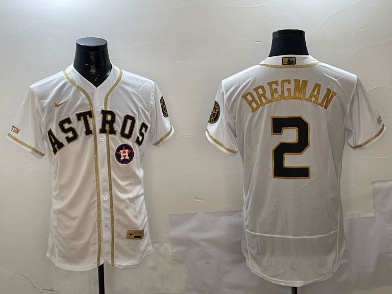 Men Houston Astros 2 Bregman White Gold Elite 2025 Nike MLB Jersey style 5